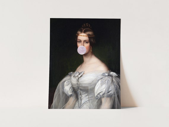 絵画 bubble gum Bubble Gum Victorian Woman Altered Antique Portrait Art