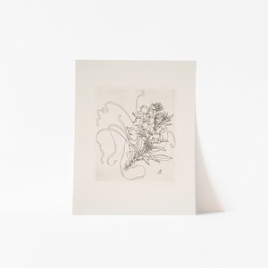 French Antique Black and White Flower Sketch Print Set of 4 | Vintage French Art Botanical Drawings | Digital Print image 3