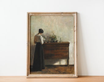 Vintage Victorian Woman Portrait | Woman Reading | Antique Woman Painting | DIGITAL PRINT Wall Art