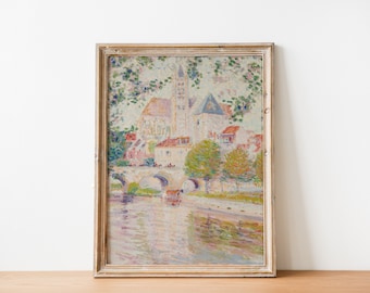 French Paris Antique Cityscape Painting | Vintage French Inspired Wall Art | DIGITAL PRINT Wall Art