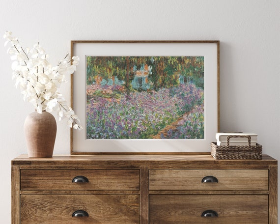 Monet French Antique Flower Garden Painting | Purple Flowers Art
