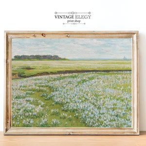 Vintage French Country Cottage Victorian Landscape | English Garden Meadow | French Antique Painting | Farmhouse | DIGITAL PRINT Wall Art