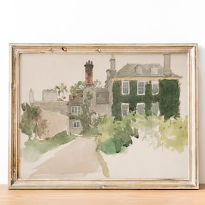 Vintage French Country Cottage Chateau Summer Landscape Painting | French Antique Painting | Digital Print Wall Art