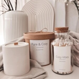 Personalisierte Geschenk Box ~ Geschenk Set Frau ~ Kerze ~ Geburtstagsgeschenk ~ lange Matchsticks weiß 10 cm ~ Apothekerflasche ~ Decke
