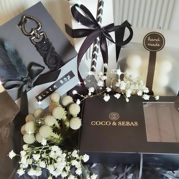 Coffret Cadeau Noir ~ Coffret Bien-être ~ Coffret Anniversaire ~ Cadeau de Noël ~ Chocolat ~ Coffret Bougies Parfumées ~ Cadeau Personnalisé