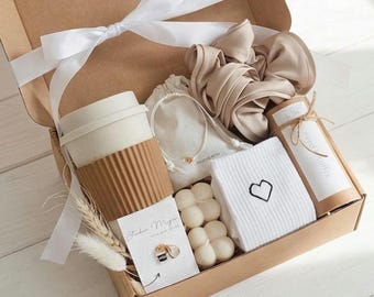 Caja de regalo ~ Set de miel ~ Jabón perfumado para el hogar ~ Regalo para el Día de la Madre o Navidad ~ Set de velas de cumpleaños con llavero personalizado