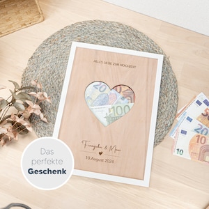 Regalo in denaro per il matrimonio - CUORE DI LEGNO Personalizzato | Regalo in denaro in legno per gli sposi