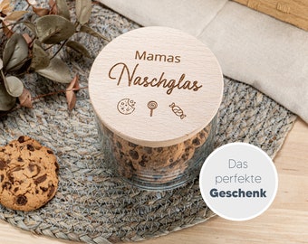 Storage jar for cookies | personalized with name and wooden lid as a gift | Nachglas