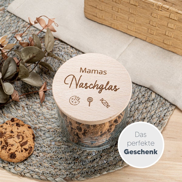 Vorratsglas für Kekse | personalisiert mit Namen und Holzdeckel als Geschenk | Nachglas
