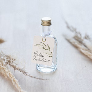 Mini Glass Bottle | Includes Olive Greenery Hangtag | Nice that you're here! | 50ml volume | Weddimoo