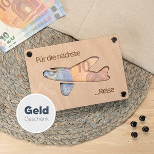 Geldcadeau van hout - voor de volgende REIS | Cadeaukaart - Verjaardagscadeau | inclusief schroefaansluiting