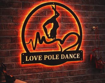 LED-Wanddeko aus Metall für Pole Dance | Individuelles Pole-Dance-Schild mit Beleuchtung