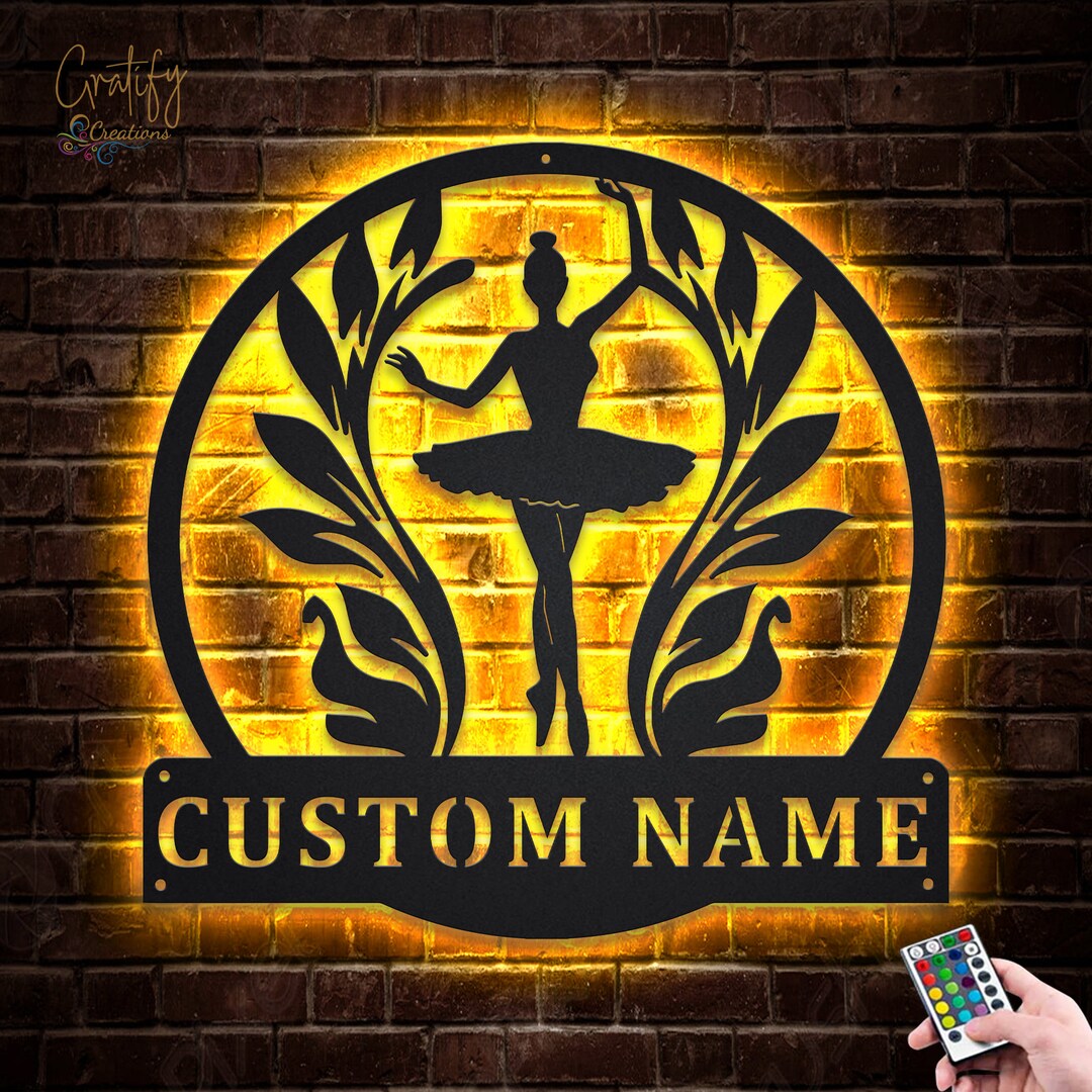 Ballet Dance Monogram Metal Sign LED Lights, Custom Ballet Dance Metal ...