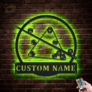 Custom Billiards Metal Wall Art LED Light , Personalized Billiards Metal Signs, Billiards Neon Sign, Billiards Decor, Pool Player Metal Wall