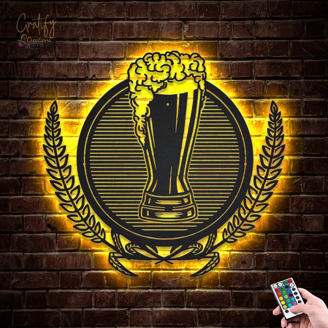 LED Beer Mug Metal Wall Art for Home Bar Decor Cheers Name Etsy