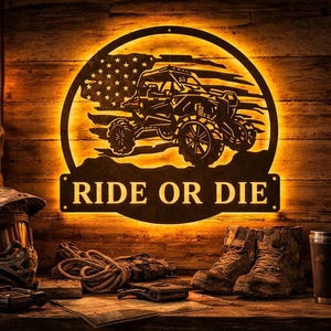 US ATV monogram metalen muurkunst met led-verlichting, aangepaste atv metalen muurkunst, atv metalen wanddecoratie, atv muur hangend voor decoratie