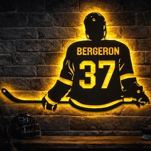 Hockey Player Metal Sign With LED Lights, Custom Air Hockey Name Metal Sign,Hockey Player Neon Sign Wall Decor, Hockey Neon Sign