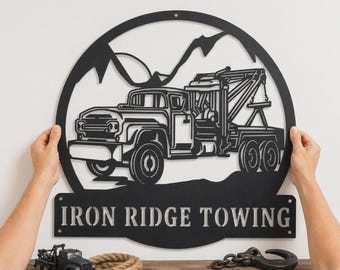 Tow Truck Monogram Metal Sign Art, Custom Tow Truck Metal Wall Art, Tow Truck Wall Hanging For Decoration, Truck Metal Wall Decor