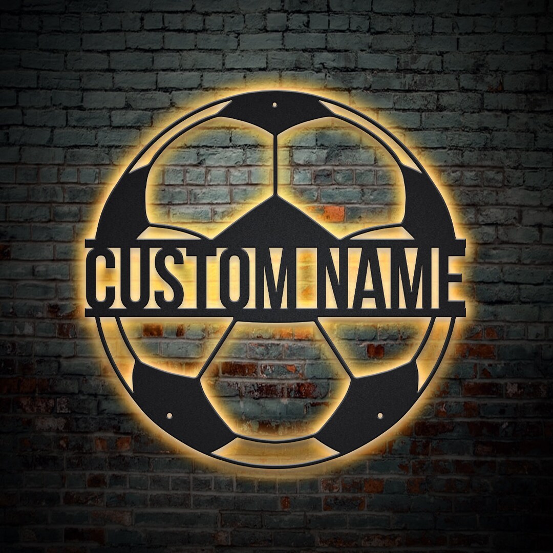 Custom Soccer Football Metal Sign With LED Lights Etsy
