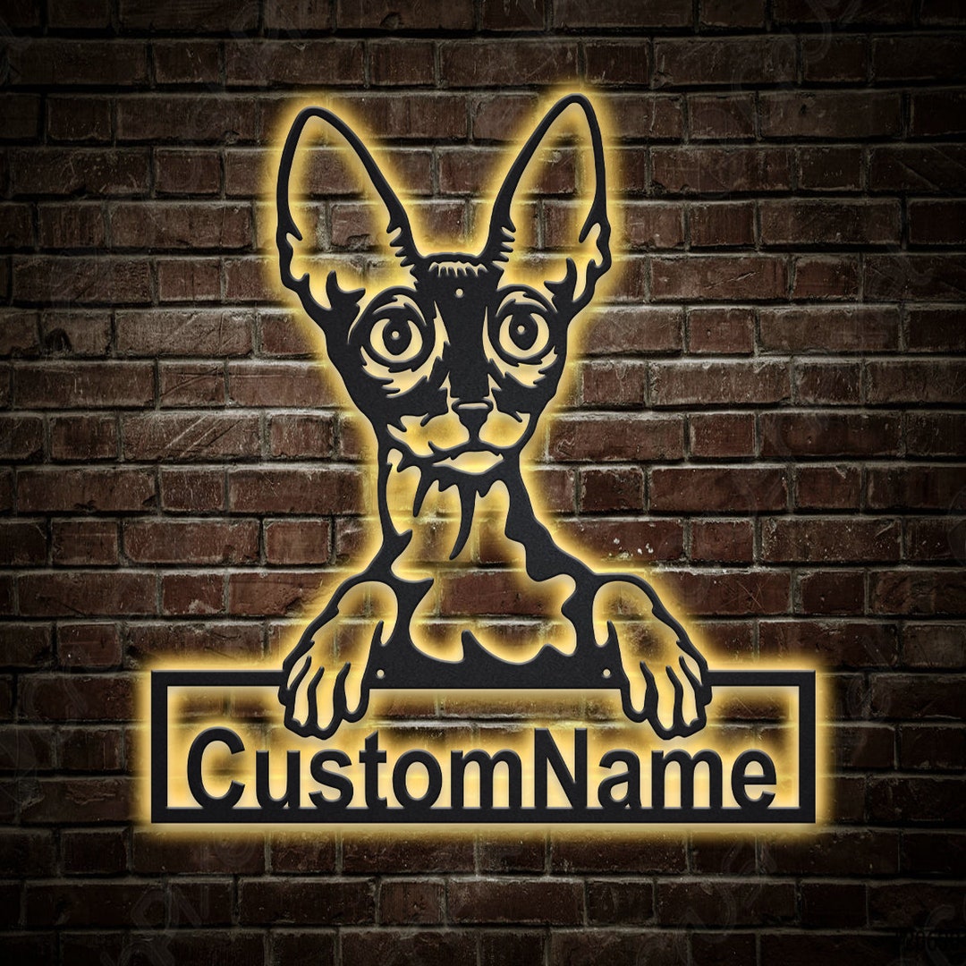 Custom Cornish Rex Cat Metal Wall Art With LED Lights, Personalized ...