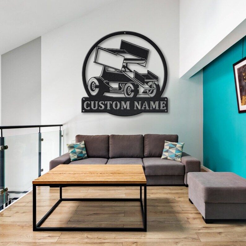 Custom Sprint Car Metal Wall Art With LED Lights Personalized Etsy
