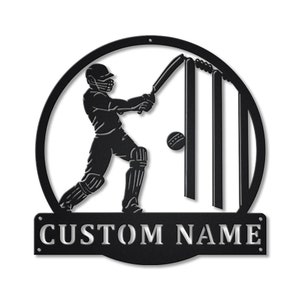 Cartello in metallo personalizzato con sport di cricket, decorazione per la casa con cartello in metallo personalizzato con sport di cricket, decorazione murale con sport di cricket, arazzo da parete in metallo sportivo