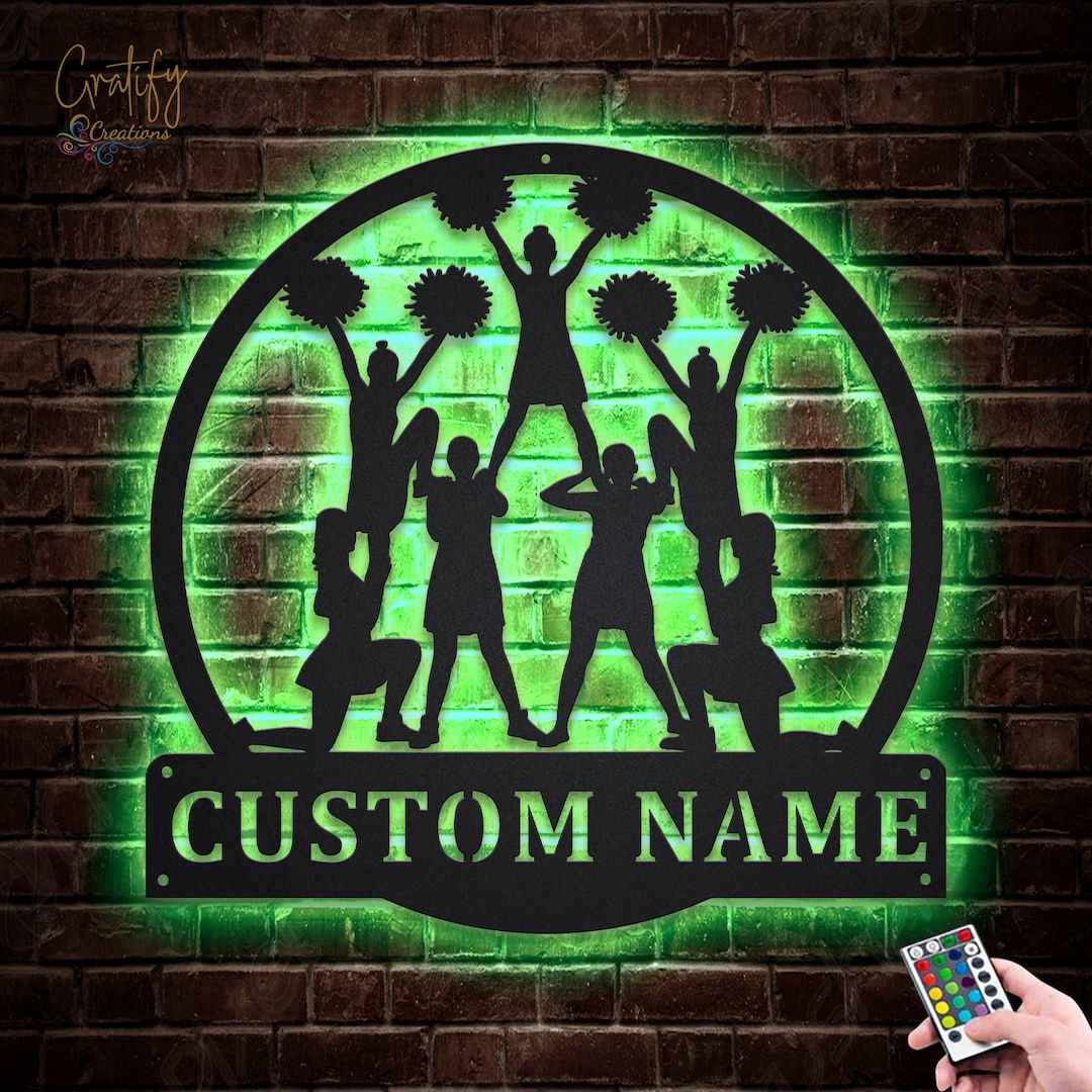 Cheerleader Metal Sign LED Lights V1, Custom Cheerleader Metal Sign ...