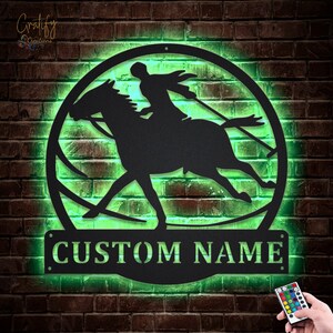 Polo Pferd Sport Metallschild LED-Leuchten v3, benutzerdefinierte Polo Sport Metallschild, Polo Sport Neon Metallwanddekor, Polo Sport Wandbehang