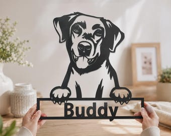 Labrador Retriever Dog Metal Sign Art, Custom Labrador Retriever Metal Sign, Retriever Name Sign, Dog Lover Art