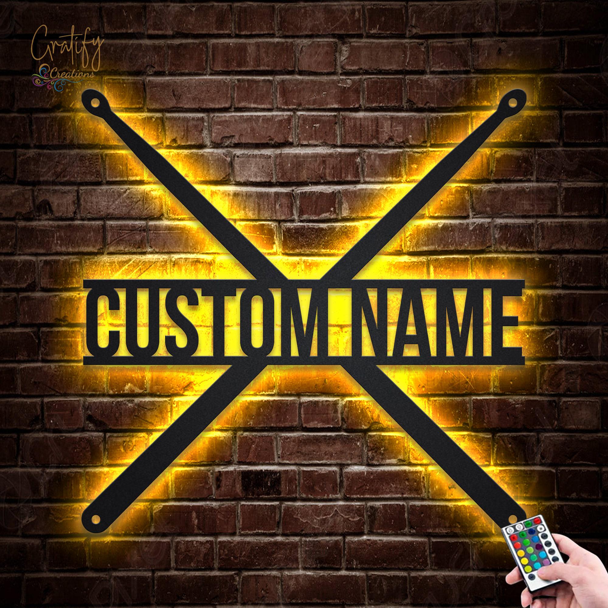 Drummer Sign Drummer Gifts LED Metal Wall Art | Drumsticks Metal Sign Music Decor - Etsy