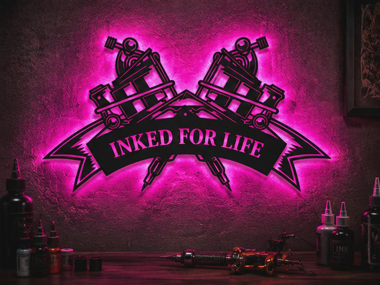 Personalized Tattoo Shop Sign LED | Custom Tattoo Artist Metal
