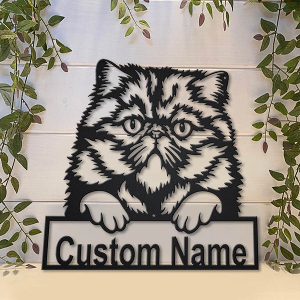 Custom Persian Cat Metal Sign Art v2, Custom Persian Cat Metal Sign, Metal Persian Cat Sign, Cat Wall Art, Cat Lover Gift