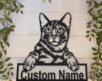 Bengal Cat Metal Sign Art, Custom Bengal Cat Metal Sign, Cat Name Sign, Bengal Cat Wall Hanging For Decoration, Cat Metal Decor