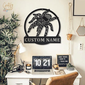 Spider Metal Sign Art LED Lights v3, Custom Tarantula Metal Wall Art Sign, Tarantula Neon Metal Wall Decor, Spider Wall Hanging image 6