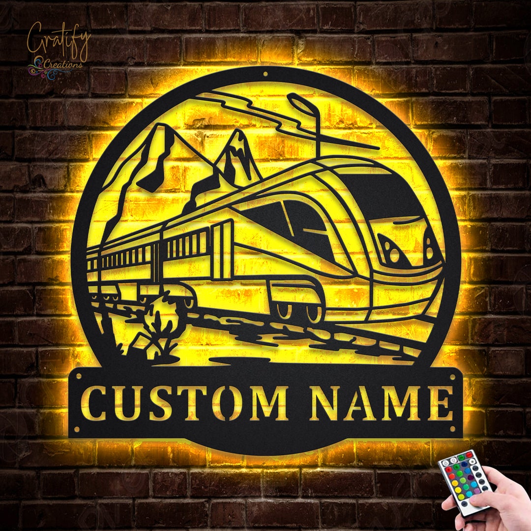 High Speed Train Metal Sign LED Lights V1, Custom Speed Train Metal Sign, Speed Train Neon Metal