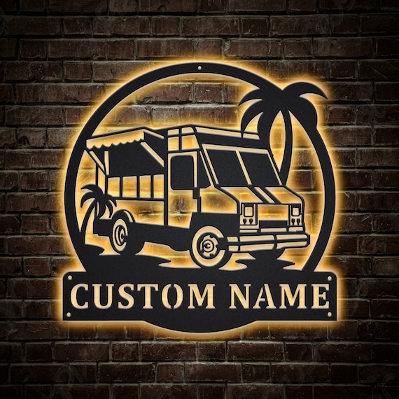 Personalized Food Truck Metal Sign With LED Lights Custom - Etsy