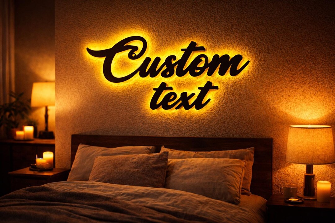 Custom LED Sign Personalized Metal Wall Art | Family Name Light up Sign ...