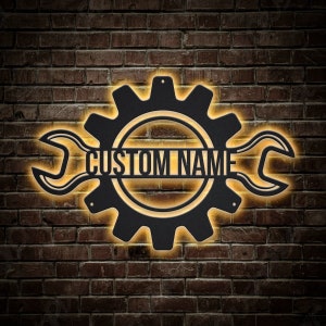 LED Custom Garage Metal Wall Art - Personalized Workshop Sign for Car Enthusiasts, Home Decor, and Gifting on Etsy - Perfect for Birthdays