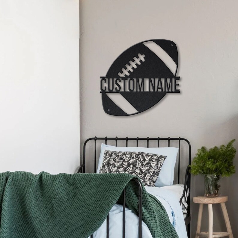 Football Ball Metal Wall Art LED Lights Custom Football Etsy