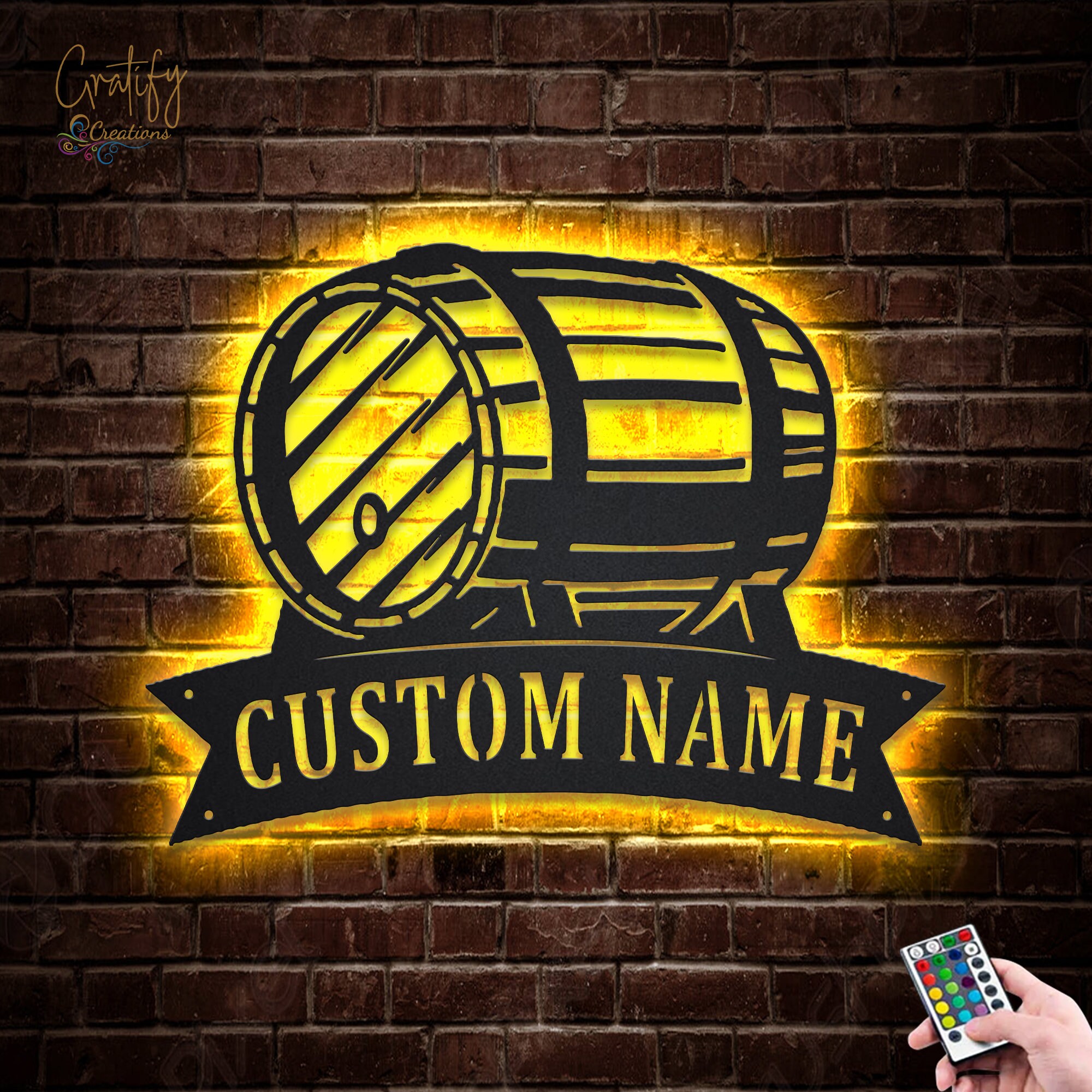 Personalized LED Beer Barrel Metal Wall Art for Home Bar Decor | Cheers ...