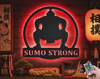 Sumobrottare i metall med LED-ljus – Personlig sportdekor