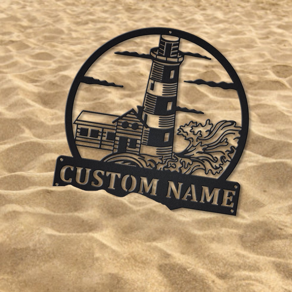 Lighthouse Metal Sign LED Lights V2, Custom Lighthouse Metal Wall Art ...