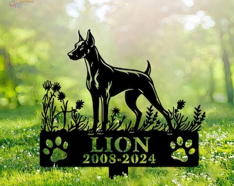 thumbnail image 2 of Personalized Dog Memorial Stake, Doberman Sign, In Loving 2 of 11