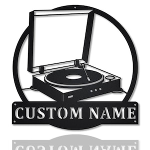 Custom Music Turntable Record Metal Sign Art v2, Personalized Turntable Record Metal Sign, Music Lover Sign Decoration For Living Room