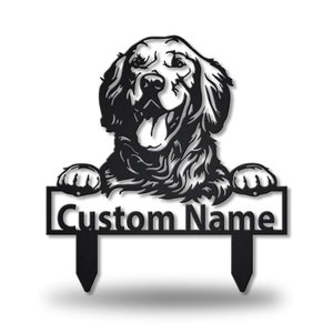 Golden Retriever Custom Metal Yard Art, Personalized Retriever Metal Signs, Golden Retriever Metal Decor, Dog Wall Hanging For Decoration