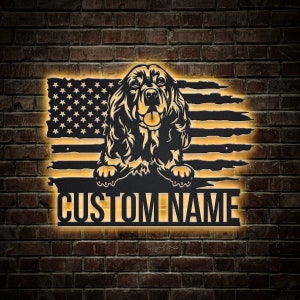 Personalized US Cocker Spaniel Dog Metal Sign With LED Lights, Custom Cocker Spaniel Dog Metal Sign, Dog Name Sign, Dog Lover Home Decor