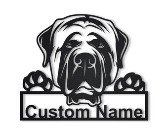 Custom English Mastiff Dog Metal Sign Art, Personalized English Mastiff Dog Metal Sign, Dog Name Sign, Dog Wall Hanging For Decoration