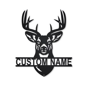 Custom Deer Hunting Metal Sign Art, Personalized Deer Name Metal Sign, Deer Name Metal Sign, Dad Deer Hunter Gift , Deer Wall Hanging
