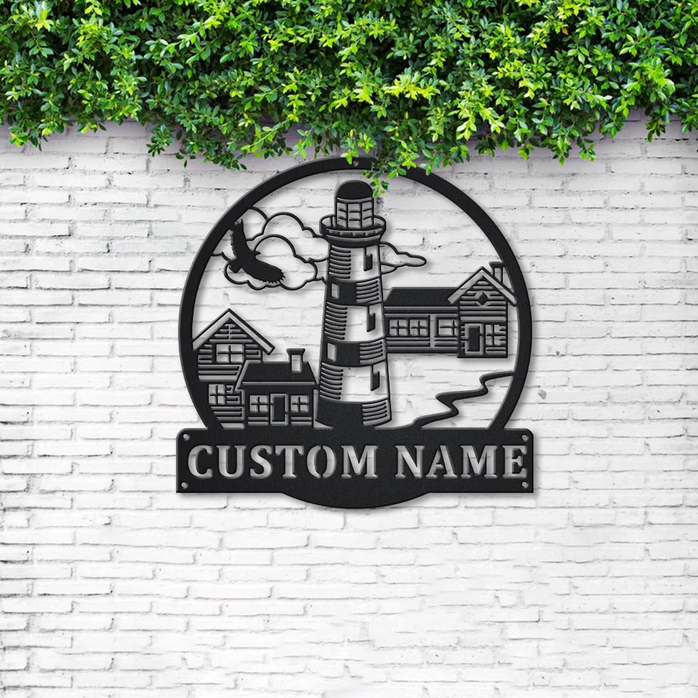 Lighthouse Metal Sign LED Lights V1, Custom Lighthouse Metal Wall Art ...