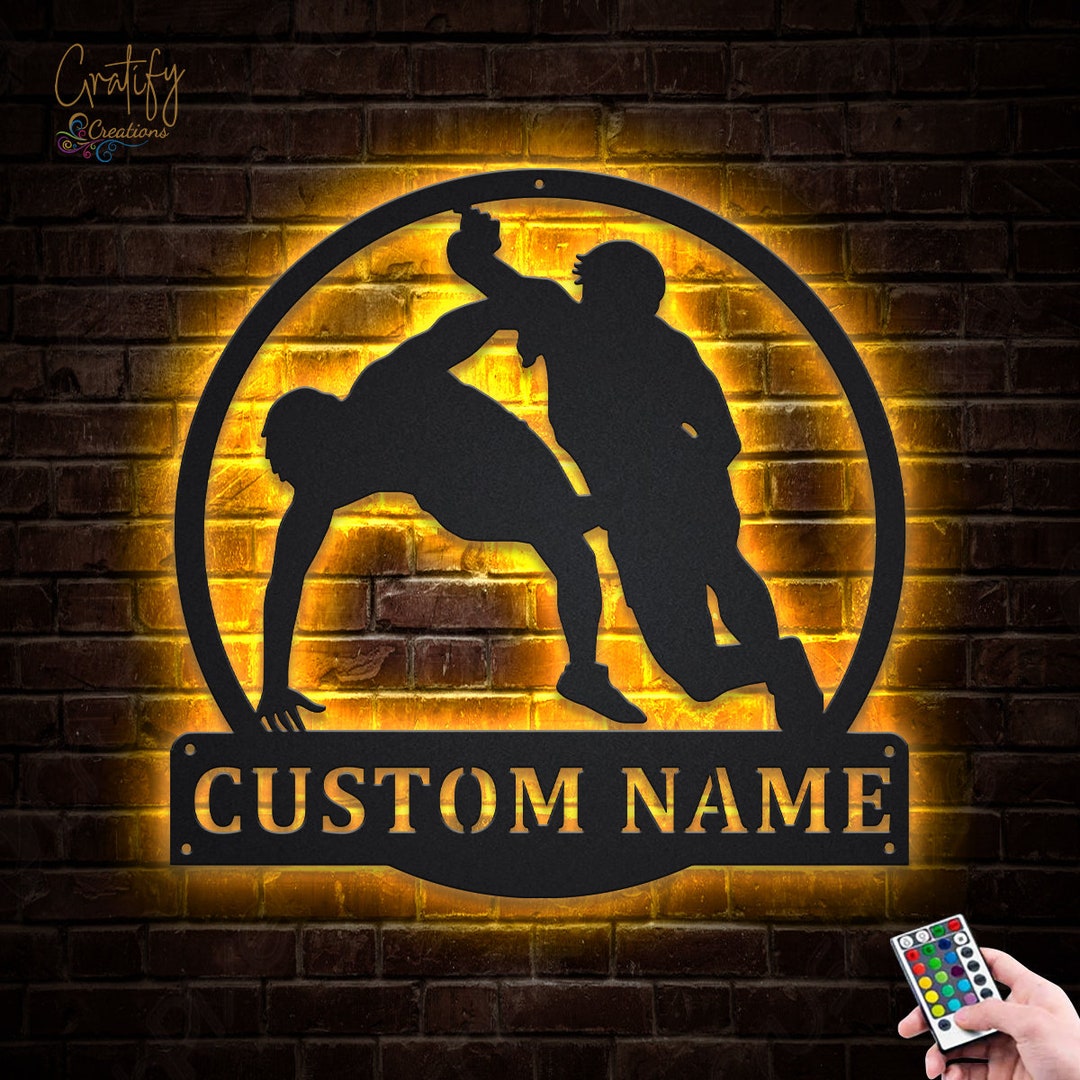 Wrestling Sport Metal Sign With LED Lights V5, Custom Wrestling Metal